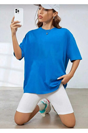 pusula sırt baskılı oversize basic o yaka unisex t-şhirt
