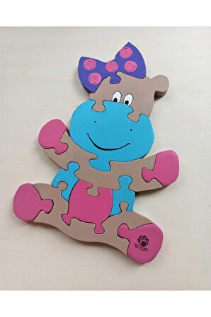 Neşeli Inek Hippo Ahşap Puzzle Yapboz