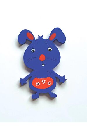 Dişlek Mavi Yavru Tavşan Ahşap Puzzle Yapboz