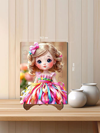 12 Parça MDF Lazer Kesim Çocuk Puzzle Yapboz 14 x 19 cm V1