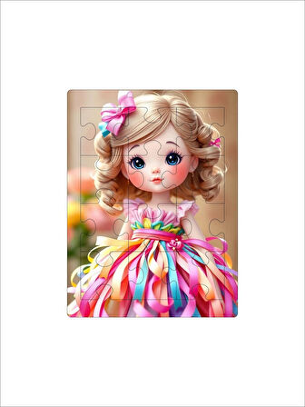 12 Parça MDF Lazer Kesim Çocuk Puzzle Yapboz 14 x 19 cm V1