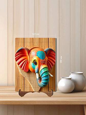 12 Parça MDF Lazer Kesim Çocuk Puzzle Yapboz 14 x 19 cm V3