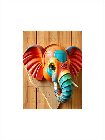 12 Parça MDF Lazer Kesim Çocuk Puzzle Yapboz 14 x 19 cm V3