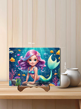 12 Parça MDF Lazer Kesim Çocuk Puzzle Yapboz 14 x 19 cm V6
