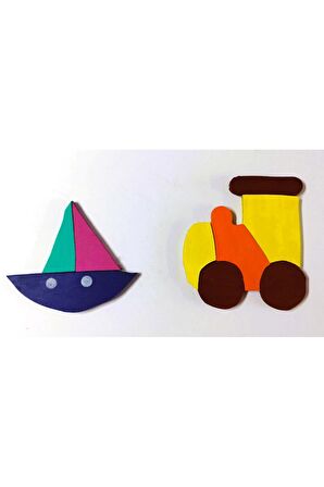 Mıknatıslı Yelkenli- Traktör Ahşap Puzzle Yapboz