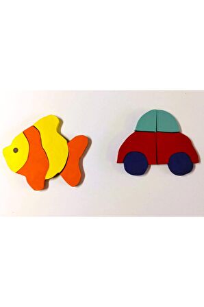 Mıknatıslı Balik - Araba Ahşap Puzzle Yapboz