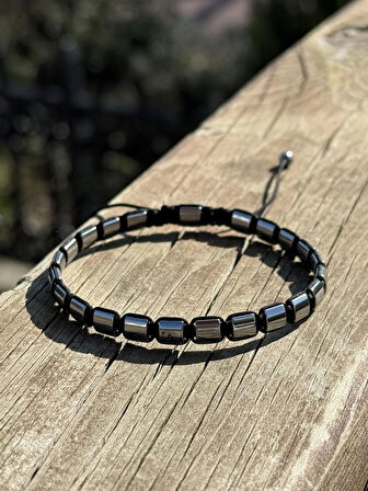 Hematit Bileklik - Pavle Bright Bileklik - Tasarım Bileklik Ayarlanabilir 4x6 mm Ayarlanabilir