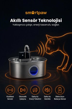 Smartpaw Aqua Max Sensörlü Kedi Su Pınarı (Distribütör Garantili)