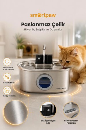 Smartpaw Aqua Max Sensörlü Kedi Su Pınarı (Distribütör Garantili)