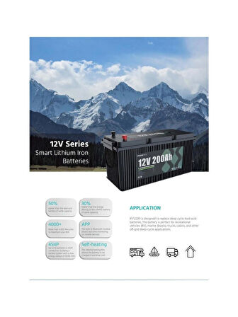 Pylontech 12V 200AH Lityum Akü Bluetooth Haberleşmeli Lifepo4