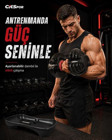 CKSpor 2 x 40 KG Ayarlanabilir Dambıl Seti Mekanizmalı 17 Kademeli Fitness Ağırlık Seti