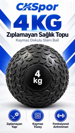 CKSpor 4 Kg Zıplamayan Sağlık Topu Slam Ball Crossfit Fitness Fonksiyonel Antrenman Ağırlık Topu