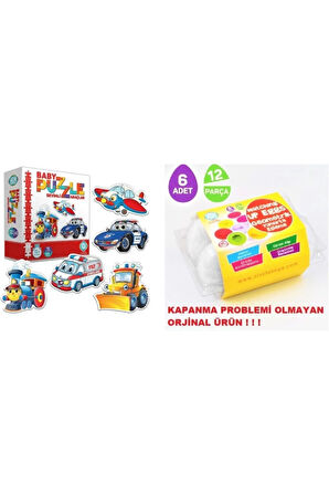 Circle Toys Baby Puzzle Sevimli Araçlar - Geometrik Yumurta Bultak 6 Lı