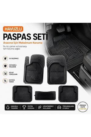 Tyt Prius araçlarına uyumlu havuzlu oto paspas 5 Parca Kaliteli