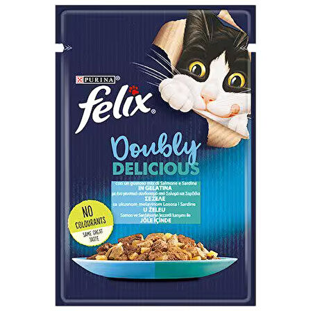 Felix Çifte Lezzet Somon ve Sardalyalı Kedi Yaş Mama 85 gr 26'lı