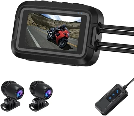 Çift Ön–Arka Motosiklet Kamerası – Full 1080P, 150° Geniş Açı Lens, 3.0” Ips Ekran, Destekli Dvr Kay