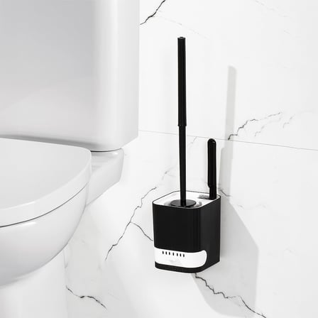 Porsima 2038 Pratik Temizlik Tuvalet Fırçalığı Banyo Tuvalet Fırçası Wc Fırçası - Siyah Beyaz