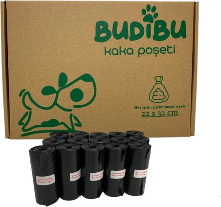 Kaka Poşeti Evcil Hayvan Dışkı Kaka Torbası 15 Rulo (225 Poşet) (Siyah)
