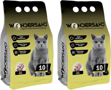 Wondersand Çi̇çek Kokulu İnce Tane Topaklanan Kedi̇ Kumu 10 Lt X 2 Adet