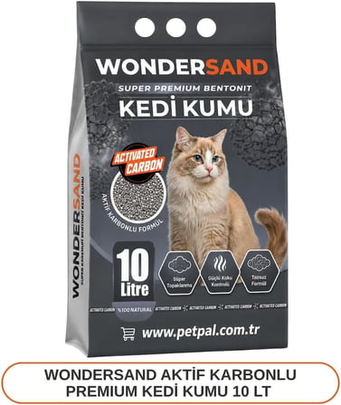 Wondersand Akti̇f Karbon Süper Premi̇um Kedi̇ Kumu 10 Lt