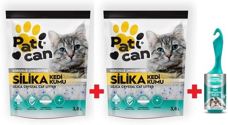 2 Adet Si̇li̇ka Kedi̇ Kumu 3.8 Lt + Smarter Tüy Toplayici Rulo