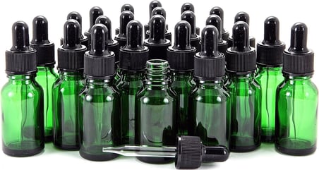 Vivaplex, 24, Yeşil, 10 Ml (1/3 Oz) Cam Şişe, Cam Gözlü Damlalıklı