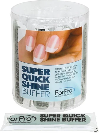 Forpro Professional Quick Shine 2 Yönlü Tampon, Yeşil 400/Beyaz 4000 Grit, Çift Taraflı Manikür Pedi