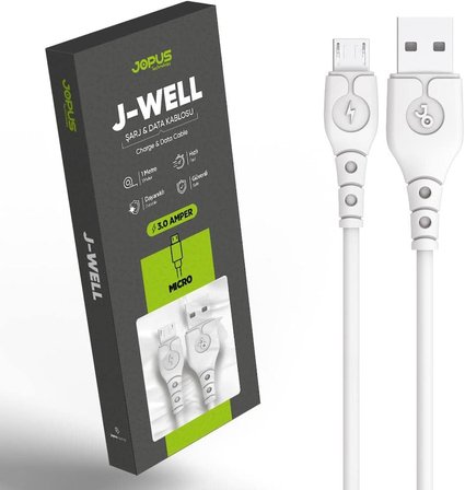 Jopus Micro Data Kablosu Jo-Dk9 J-Well, Beyaz, 1Mt