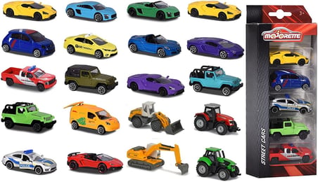Majorette 212053166 5-Pieces-Set, Miniaturfahrzeuge, 5'Li Set, 4 Farklı Tasarımlarda, Die Cast, 7,5