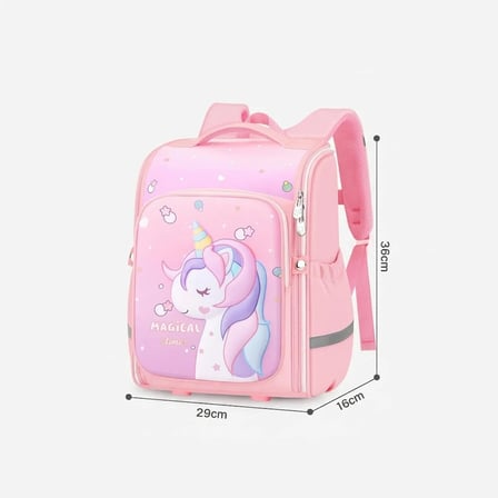 Unicorn Temalı 3D Desenli Anaokulu ve İlköğretim Çocuk Okul Çantası Pembe