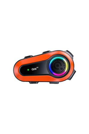 Q08-2X RGB Işıklı Intercom 2 Kişi Bağlantılı 1000mAh Motosiklet Bluetooth Kulaklık Seti