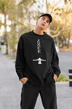 Asce Yazılı Unisex Oversize Anime Sweatshirt