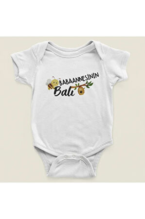 Babaannesinin Balı Yazılı Pamuklu Yumuşak Unisex Çıtçıtlı Body Zıbın