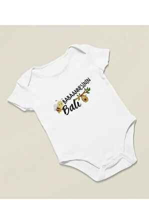 Babaannesinin Balı Yazılı Pamuklu Yumuşak Unisex Çıtçıtlı Body Zıbın