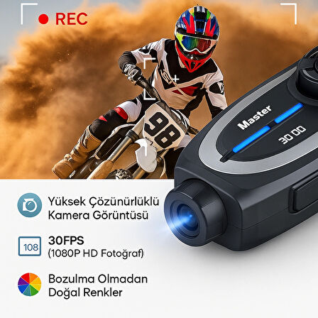 Q29 Kameralı Motosiklet İnterkom Kulaklığı Geniş Açılı Görüş HD Kayıt ve 32GB Hediye Kart