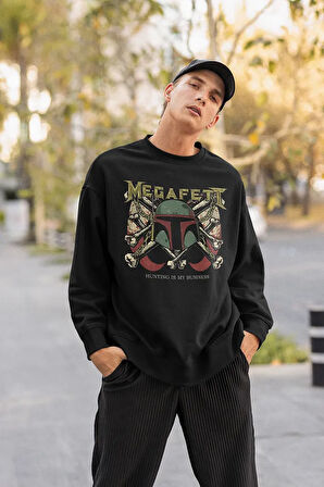 Megafeth Hunting Is My Business Yazılı Unisex Oversize Sweatshirt