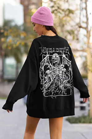 Megadeth Rock Metal Müzik Grubu Baskılı Unisex Oversize Sweatshirt