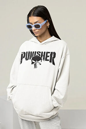 Punisher Baskılı Unisex Oversize Hoodie