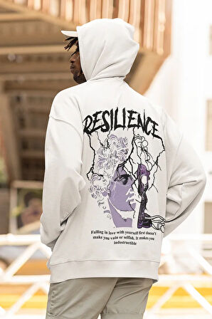 Resilience Baskılı Unisex Oversize Tasarım Hoodie