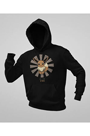Anime Dizi Karakter Evee Baskılı Unisex Oversize Hoodie