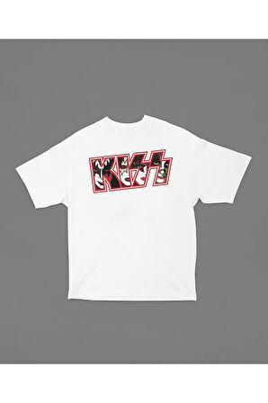 Rock Metal Müzik Grubu Kiss Baskılı Unisex Oversize Tişört