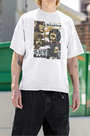 The Beatles Get Back Baskılı Unisex Tişört, Oversize Müzik Grubu Tişört