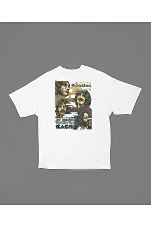 The Beatles Get Back Baskılı Unisex Tişört, Oversize Müzik Grubu Tişört