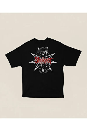 Keçi Slipknot Grubu Baskılı Unisex Tişört, Oversize Rock Metal Müzik Tişört