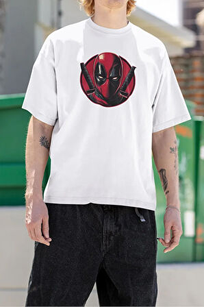 Deadpool Marvel Film Karakteri Baskılı Unisex Oversize Tişört