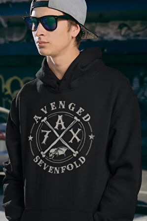 Rock Metal Müzik Grubu Baskılı Unisex Oversize Avenged Sevenfold Hoodie