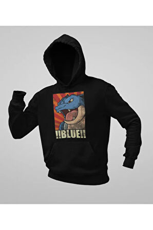 Çizgi Film Pokemon !! Blue !! Baskılı Unisex Oversize Hoodie