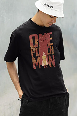 One Punch Man Baskılı Unisex Oversize Anime Karakter Tişört