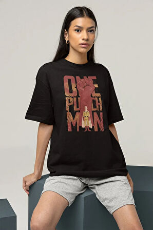 One Punch Man Baskılı Unisex Oversize Anime Karakter Tişört