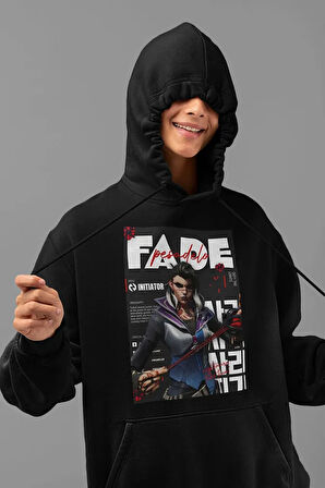 Unisex Fade Karakter Baskılı Unisex Oversize Vallorant Hoodie